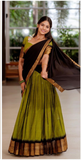 Mehendi Green with Black Kanchi Cotton Paavadai Dhavani- PREORDER