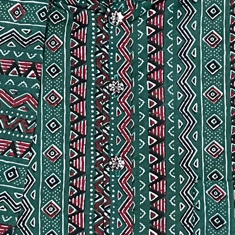Short Kurta - Green Christmas Ribbon Print [036]