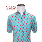 Shirt - Cotton Sea Green Flower [063]