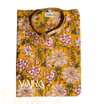 Short Kurta - Cotton Mustard Yellow Flower [093]