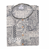 Short Kurta - Cotton White Patchword Design [096]