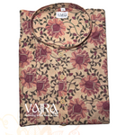 { New } Short Kurta - Cotton Beige Floral [103]