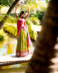 Dirty Green and Pink Kanchi Cotton Paavadai Dhavani- PREORDER