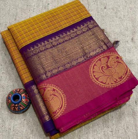 KANCHI COTTON- DOUBLE BORDER CHEXS
