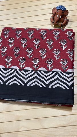 Jaipur Cotton- Deep Red and Black