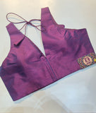 PURPLE RAW SILK CROSS BELT