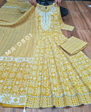 Cotton Anarkali Suit- YELLOW