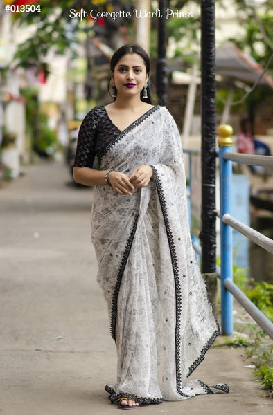 Buy online Art Silk Warli Printed Saree With Blouse from ethnic wear for  Women by Yashika for ₹399 at 78% off | 2024 Limeroad.com