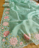 Soft organza saree with heavy multicolour embroidery-PREORDER